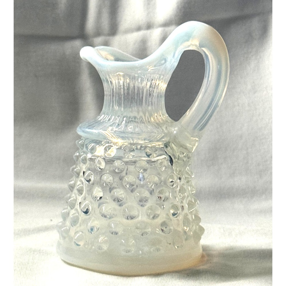 Vintage Fenton Opalescent Hobnail Glass Pitcher Mini Creamer MCM MINT